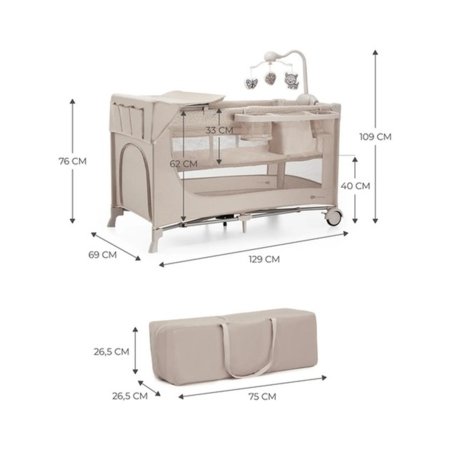 KINDERKRAFT reisivoodi koos tarvikutega JOY 2 beige AC, KLJOY02BEG000AC 