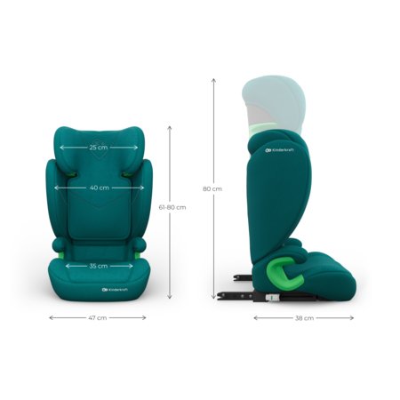 KINDERKRAFT turvatool JUNIOR FIX 2 PLUS, 100-150 cm., Green, KCJUFI20GREPL0N 
