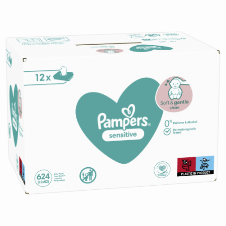 PAMPERS Niisked salvrätikud Sensitive 52x12, 624 tk, 81687211 