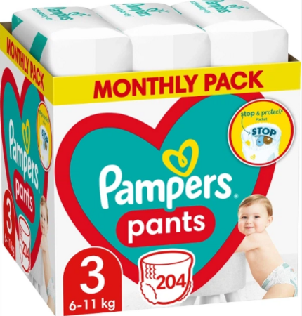 PAMPERS püksmähkmed Pants Monthly, 3 suurus, 6-11kg, 204 tk., 81772856 