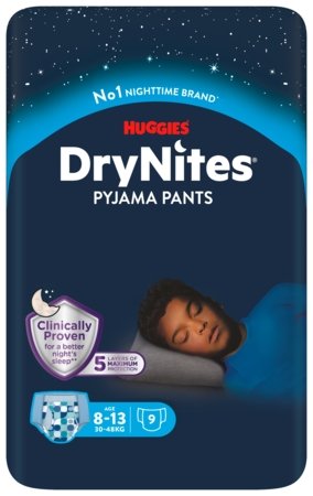 HUGGIES mähkmed DryNites Conv Boy D-Light, 8-13 a., 9 tk., 2243012 
