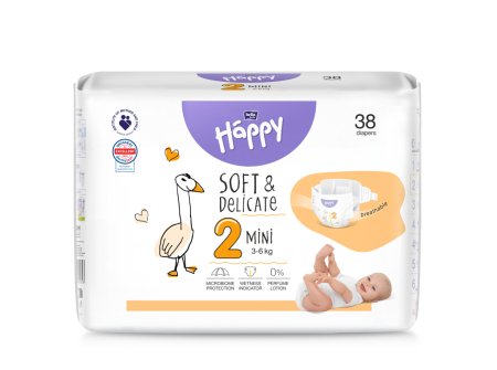 HAPPY Mini mähkmed, 2. suurus, 3-6kg, 38 tk, BB-054-MI38-W01 