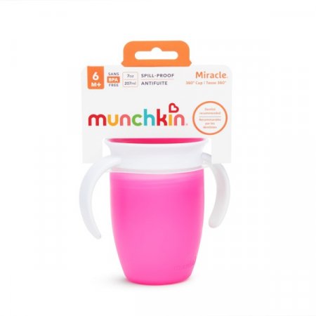 MUNCHKIN tass käepidemetega, Miracle 360, roosa,  6m+, 207 ml, 90102 1227202