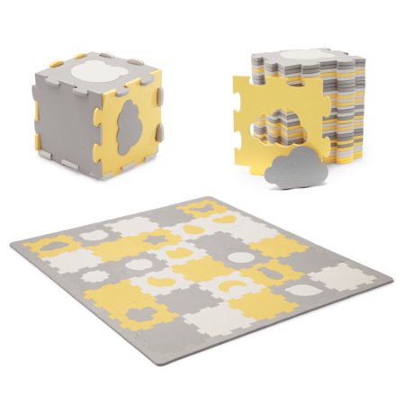 KINDERKRAFT kujunditega puslematt LUNO SHAPES, yellow 