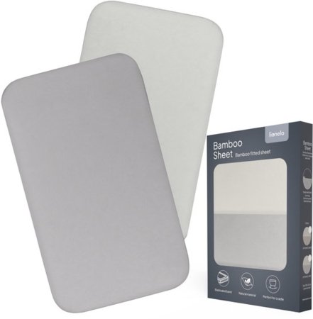 LIONELO hälli voodilina komplekt  BAMBOO SHEET, 80x42 cm., 2 tk., White/Grey 