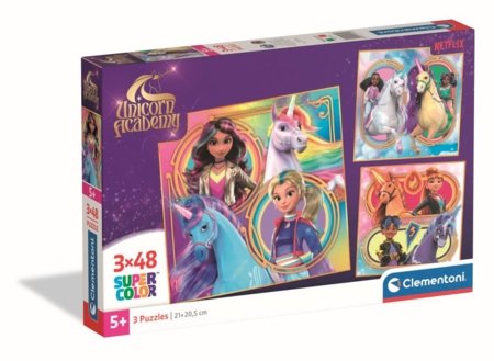 CLEMENTONI LAPSE PUZZLE Unicorn Academy, 3x48 tk, , 25325 
