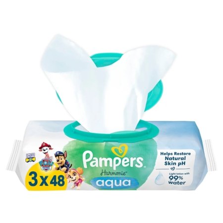 PAMPERS niisked salvrätikud HARMONIE AQUA PAW PATROL, 3x48 tk. 