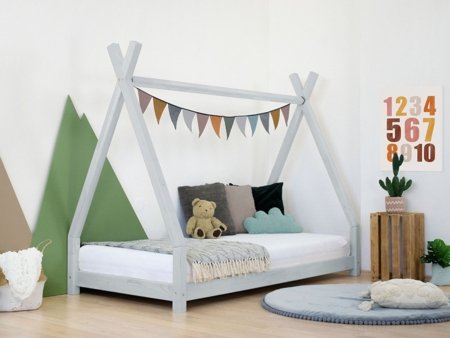 BENLEMI tipii-kujuline lastevoodi NAKANA, 90x180 cm., Light grey, DO-0002/90X180-SVS 