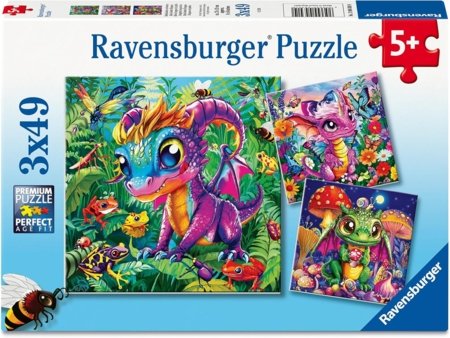 RAVENSBURGER PUZZLE pusle Väikesed aia draakonid, 3x49 tk, 12004301 0 