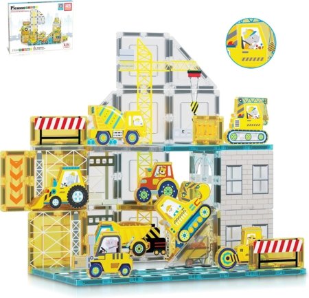 PICASSO TILES magnetkonstruktor 8 masinaga Construction 45 tk., PTQ11 