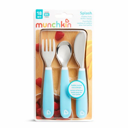 MUNCHKIN Splash kahvel, nuga, lusikas -Blue, 3pk, 9025301 90253