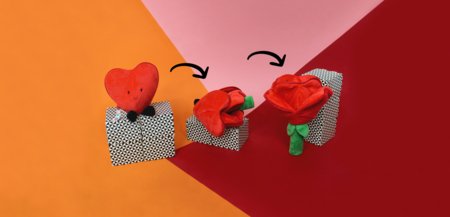 FLIPETZ pehme mänguasi - roos südames, Poppy red, 80400 