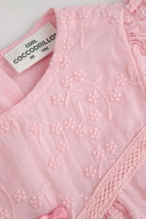 COCCODRILLO lühikeste varrukatega kleit HAPPY RETRO GIRL NEWBORN, roosa, WC5128201HGN-033-086, 86 cm 