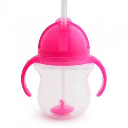 MUNCHKIN pudel kõrrega, 207ml, 6m+, pink, 01248202 01248202