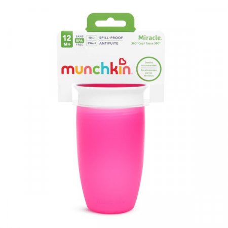 MUNCHKIN Sippy tass, roosa, Miracle 360, 12m+, 296ml, 01102902 1102902