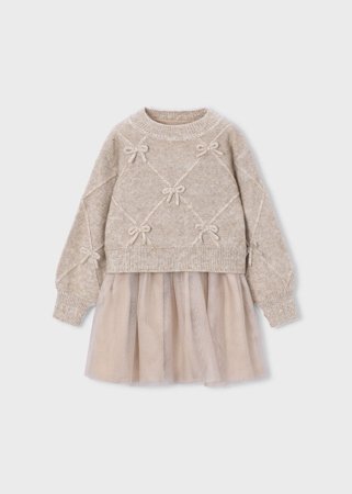 MAYORAL Varrukateta kleit ja kampsun, beige vigo, cm 