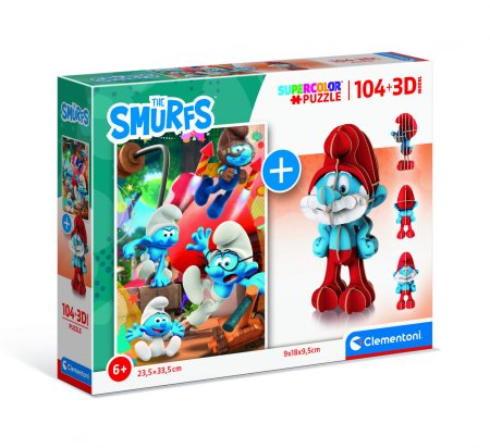 CLEMENTONI pusle Smurfid 104tk + 3D mudel , 20341 20341