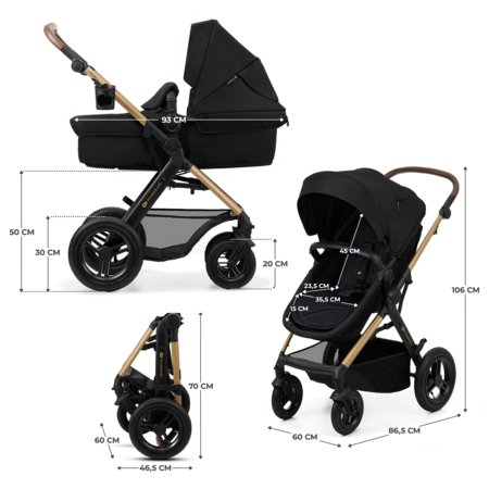 KINDERKRAFT universaalne jalutuskäru MOOV 2 4in1 AIR, pure black, KSMOOV02BLK4000 