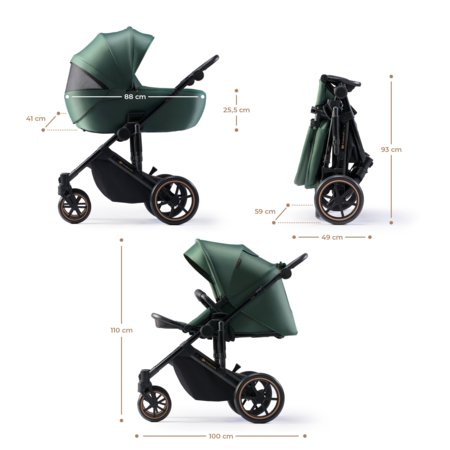KINDERKRAFT universaalne jalutuskäru PRIME 2 2in1, dark green, KSPRIM02GRE2000 