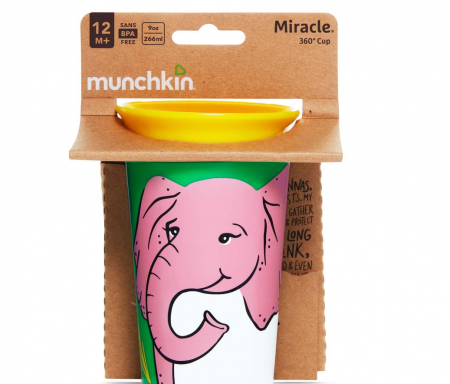 MUNCHKIN Miracle 360 ??WildLove Sippy tass, 266 ml, elevant, Miracle 360,  6m+, 05193201 5193202