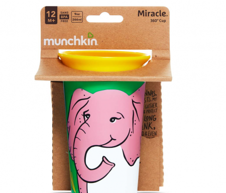 MUNCHKIN Miracle 360 ??WildLove Sippy tass, 266 ml, elevant, Miracle 360,  6m+, 05193202 5193202