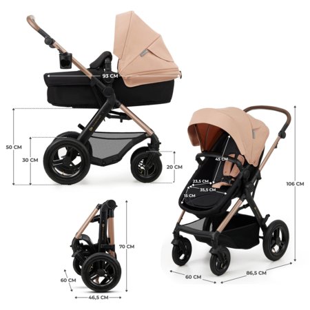 KINDERKRAFT universaalne jalutuskäru MOOV 2 4in1 AIR, sand beige, KSMOOV02BEG4000 