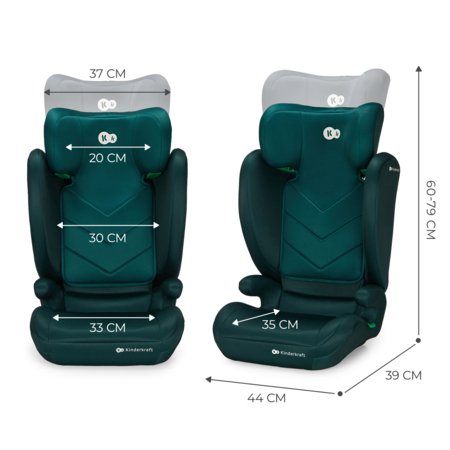 KINDERKRAFT turvatool I-SPARK 2 PLUS I-SIZE, 100-150 cm., Green, KCISPA02GREPL00 