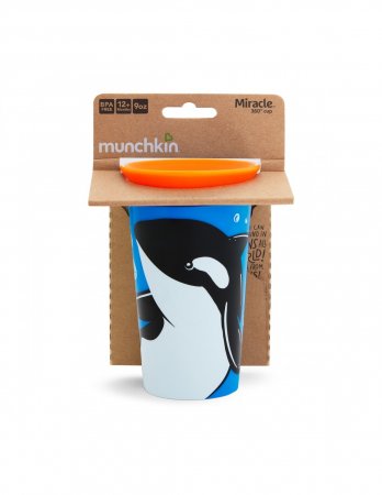 MUNCHKIN WildLove Sippy tass, 266 ml, orca, Miracle 360,  6m+, 05177802 5177802