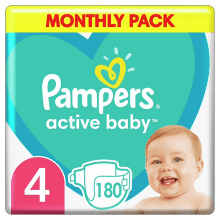 PAMPERS mähkmed ACTIVE BABY, Suurus 4, 180 tk., 9-14 kg. 
