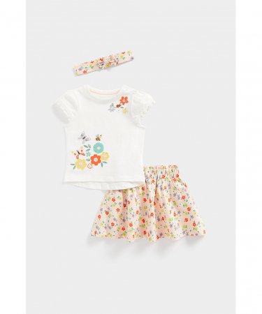 MOTHERCARE lühikeste varrukatega t-särk, seelik + peapael, EA544 620972