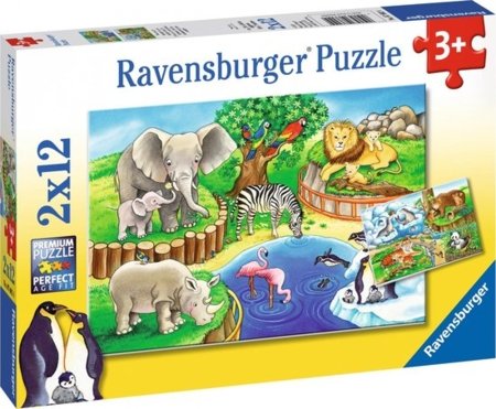 RAVENSBURGER PUZZLE pusle Loomad loomaaias, 2x12 tk, 07602 4 