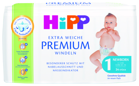 HiPP mähkmed PREMIUM, 1 suurus, 2-5 kg., 24 tk., 92033 