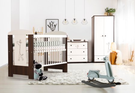 KLUPŚ kahe uksega kapp GIRAFFE, White/Walnut 