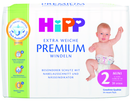 HiPP mähkmed PREMIUM, 2 suurus, 4-8 kg., 31 tk., 92034 