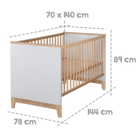 ROBA muudetav voodi CARO, 70x140 cm., Light grey/Beech, 1911789 