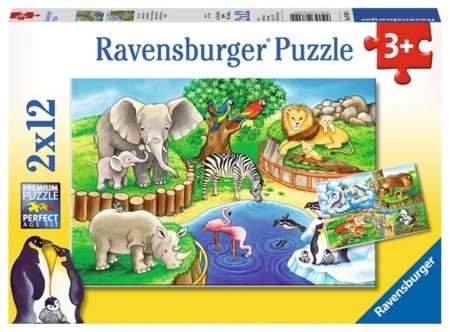 RAVENSBURGER PUZZLE pusle Loomad loomaaias, 2x12 tk, 07602 4 