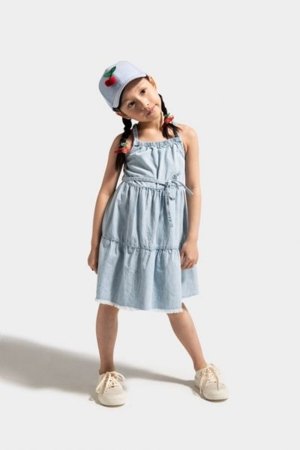 COCCODRILLO lühikeste varrukatega kleit HAPPY RETRO GIRL KIDS, sinine, WC5128302HGK-014-122, 122 cm 