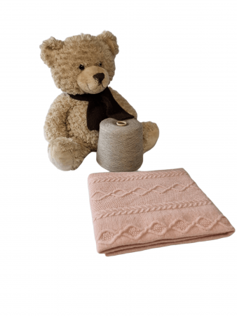 MILLI tekk  merino vill DIAMOND, aran light pink, 100x80cm 4913173174255