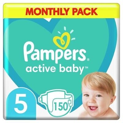 PAMPERS mähkmed ACTIVE BABY, Suurus 5, 150 tk., 11-16 kg. 