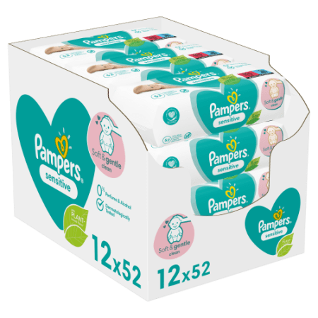 PAMPERS Niisked salvrätikud Sensitive 52x12, 624 tk, 81687211 