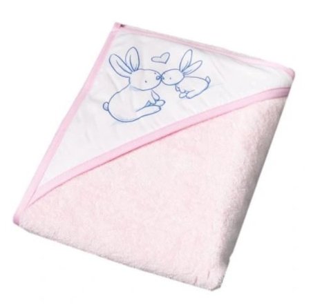TEGA kapuutsiga rätik BUNNY, 100x100 cm., Powder pink, KR-008 
