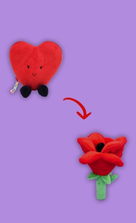 FLIPETZ pehme mänguasi - roos südames, Poppy red, 80400 