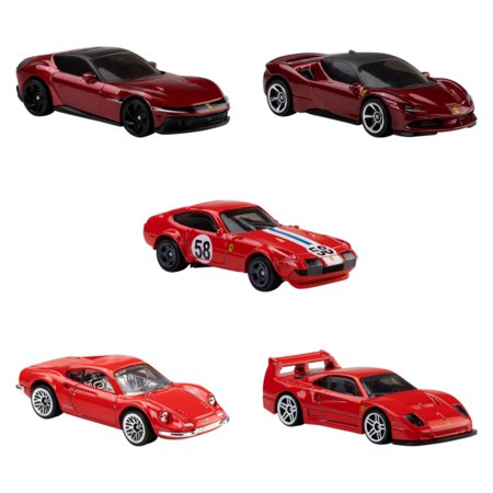 HOT WHEELS 1:64 viie Ferrari mudeli komplekt, JLN12 