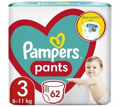 PAMPERS püksmähkmed PANTS, Suurus 3, 62 tk., 6-11 kg. 