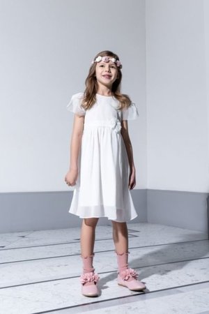 COCCODRILLO lühikeste varrukatega kleit ELEGANT JUNIOR GIRL, kreemjas, WC5128213EJG-003-122, 122 cm 
