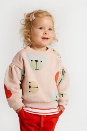 COCCODRILLO sweatshirt CUTE GIRL NEWBORN, powder pink, ZC4132602CGN-033-086, 86 cm 